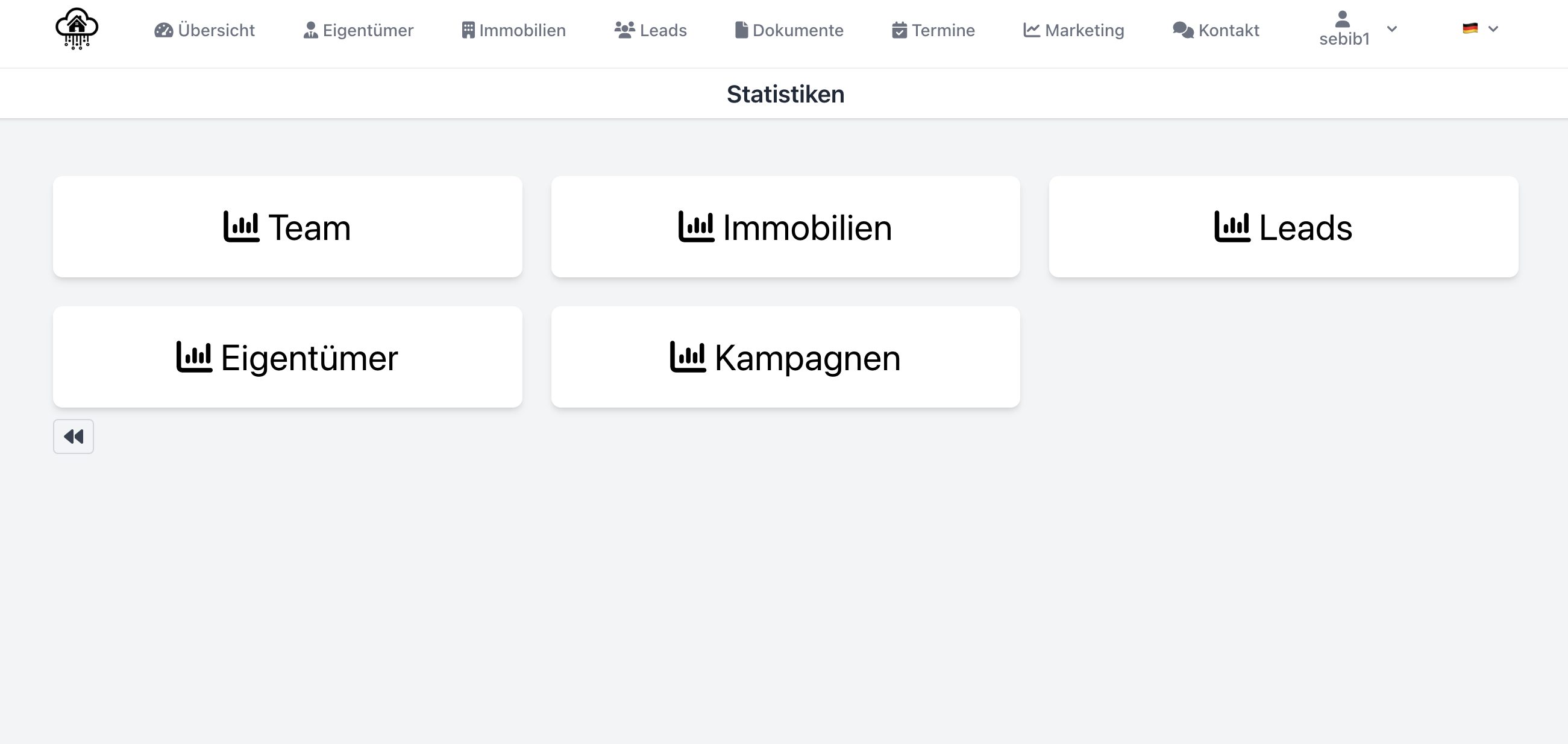 Immobilien CRM Menü für Statistiken in PropertyCloudCRM