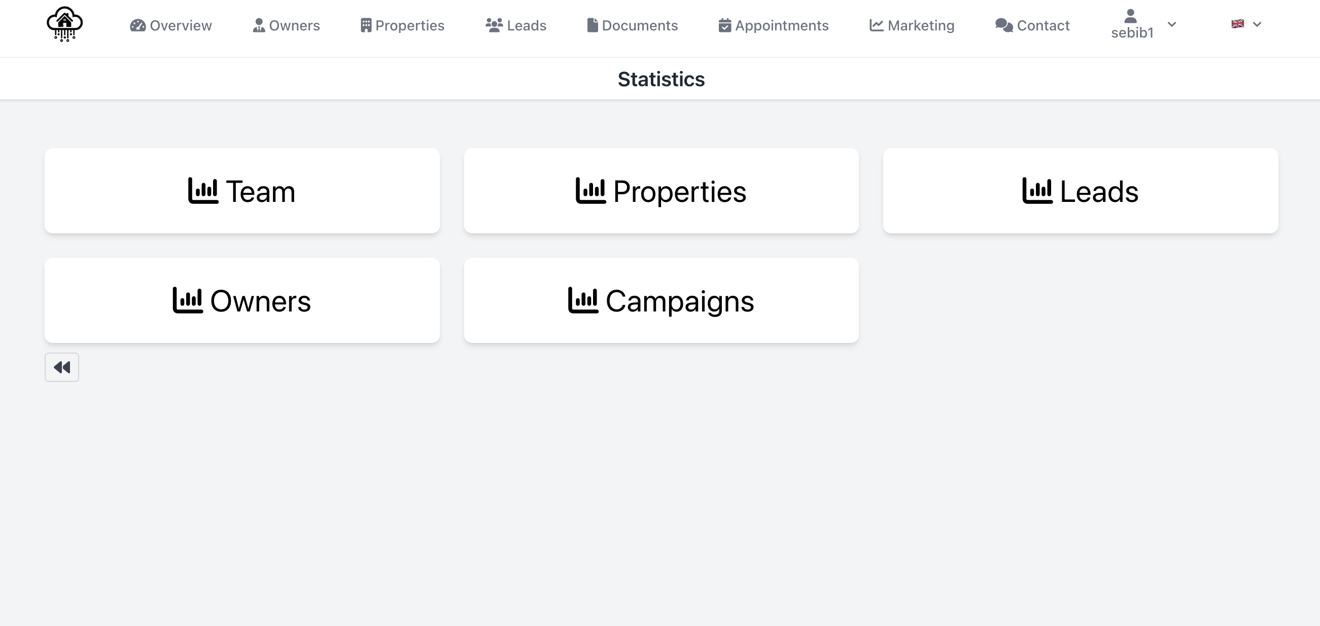 Real estate CRM statistics menu in PropertyCloudCRM
